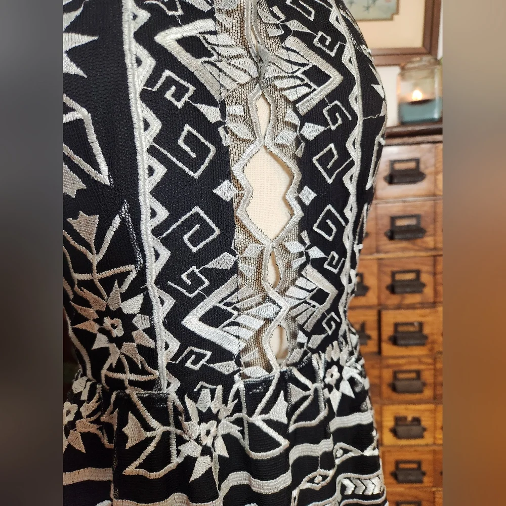 Jen's Pirate Booty Starlight Mini Black And Silver Halter Dress Size Small - Picture 6 of 13